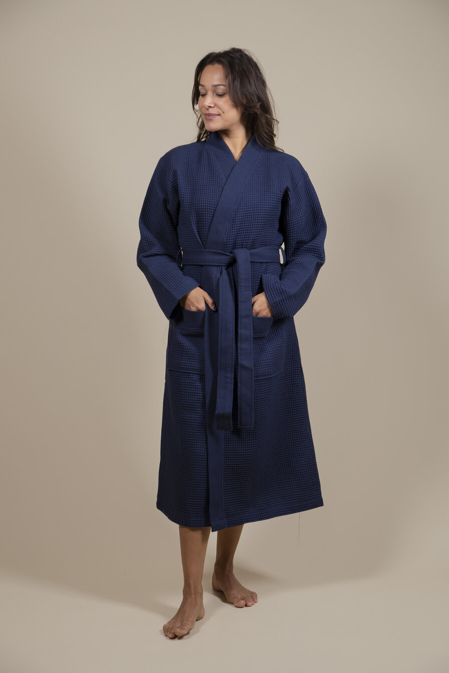 Women&#039;s Kimono Bathrobe Dark Blue