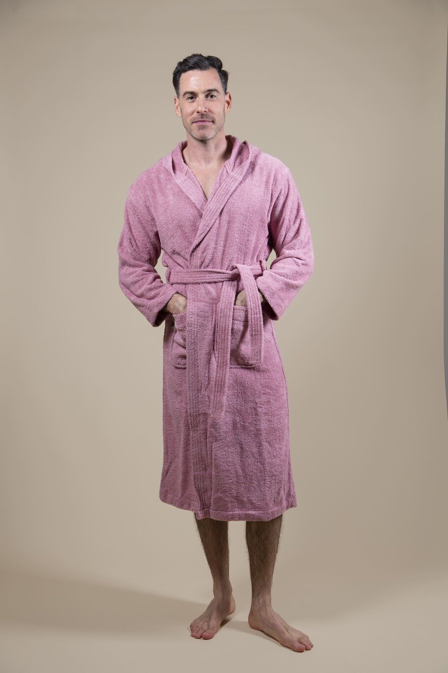 Men&#039;s Terry Cloth Bathrobe Pink