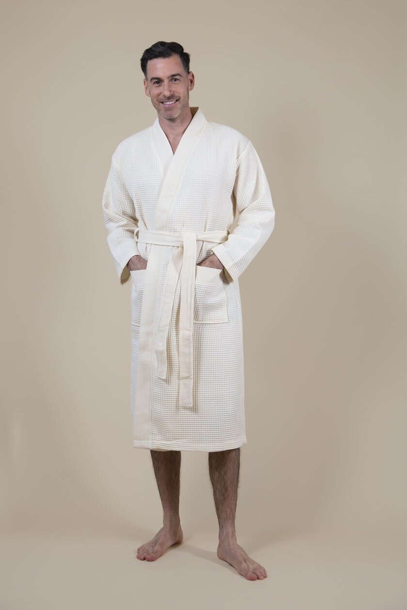 Men&#039;s Kimono Bathrobe Offwhite