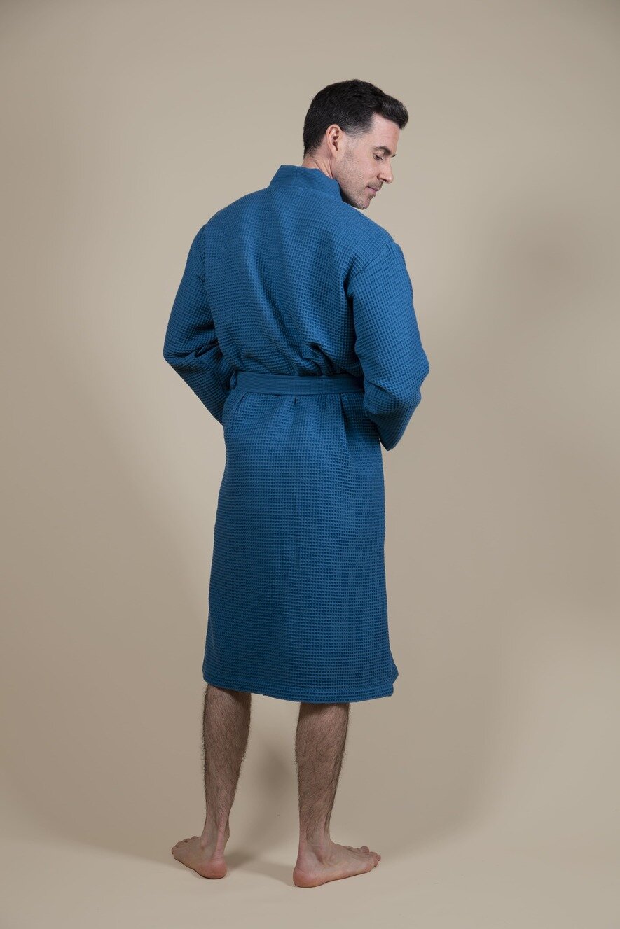 Men&#039;s Kimono Bathrobe Azure Blue