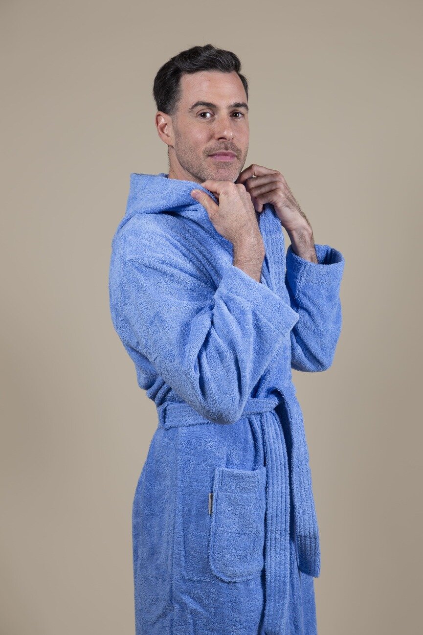 Cotton Terry Bathrobe Blue