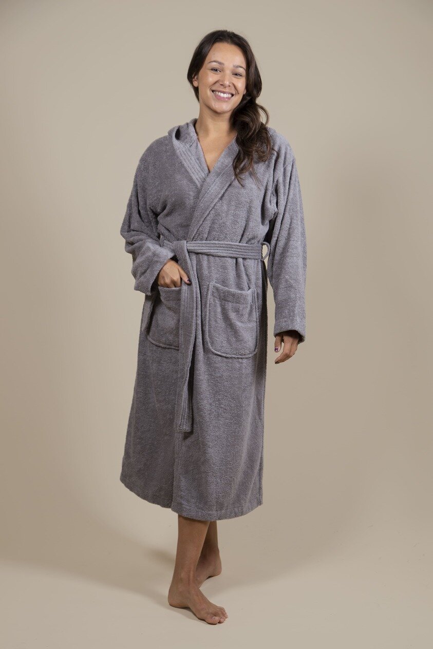 Cotton Terry Bathrobe Grey