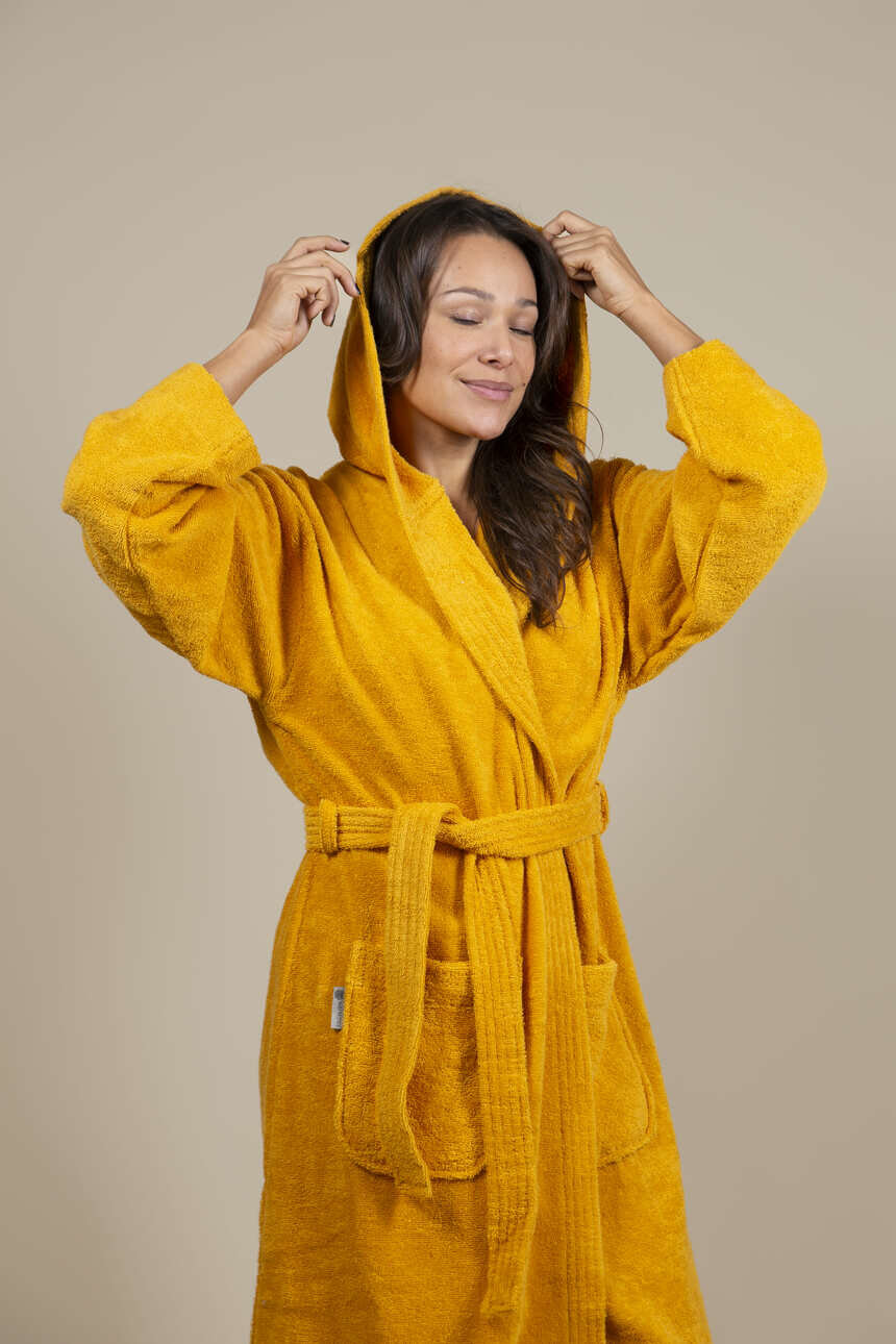 Terry Cloth Bathrobe Yellow