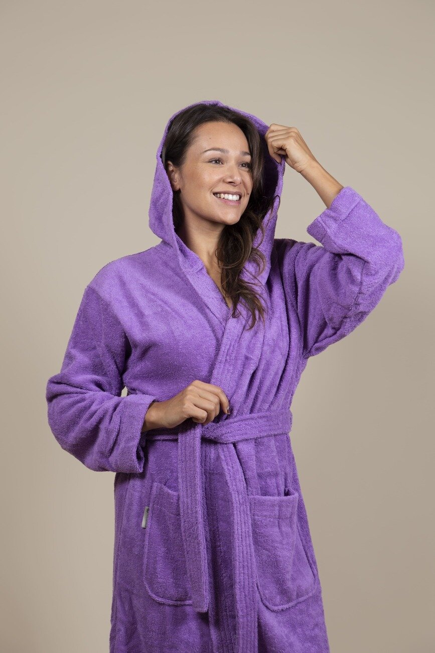 Terry Cloth Bathrobe Purple