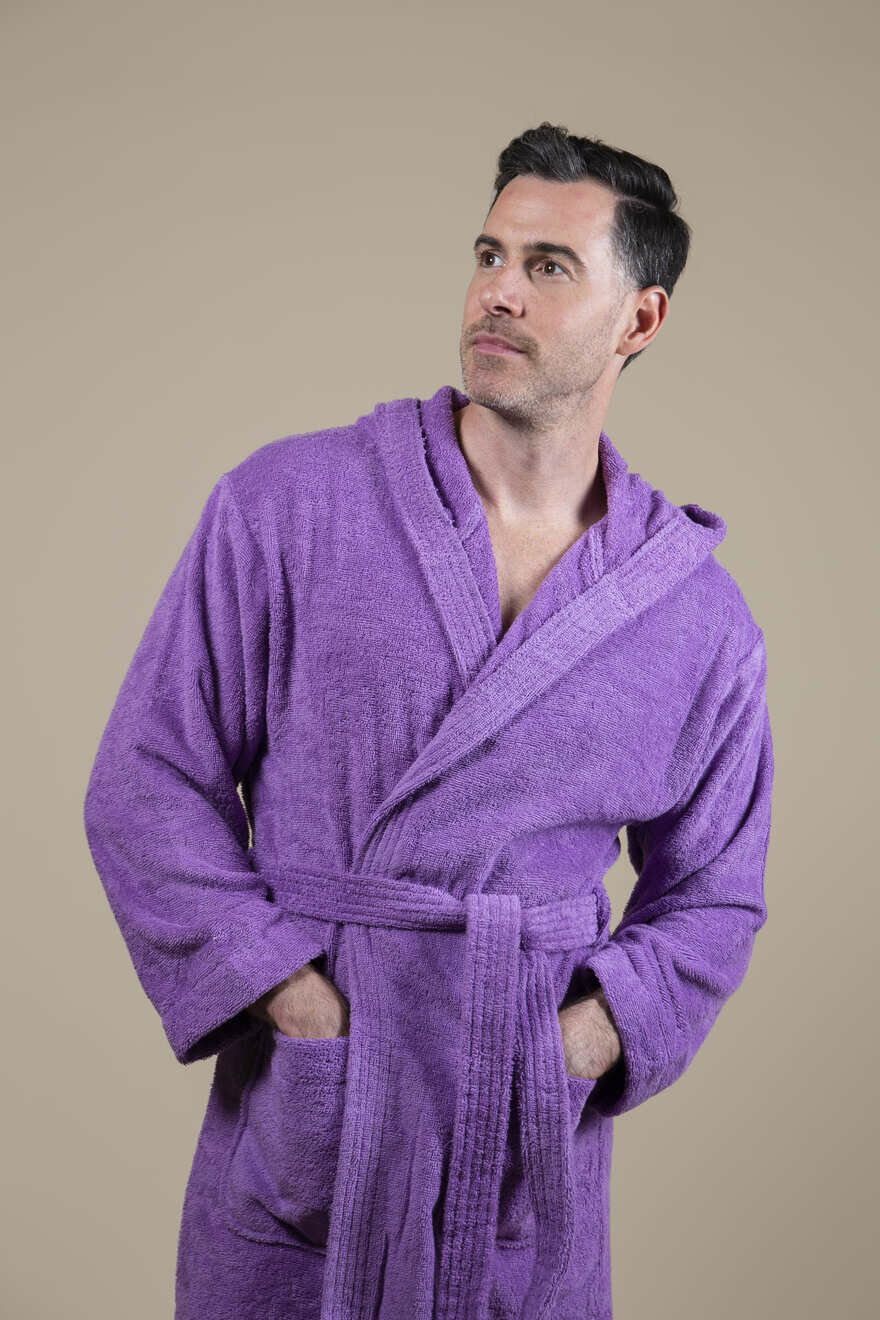 Terry Cloth Bathrobe Purple