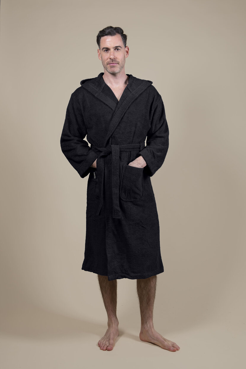 Cotton Terry Bathrobe Black