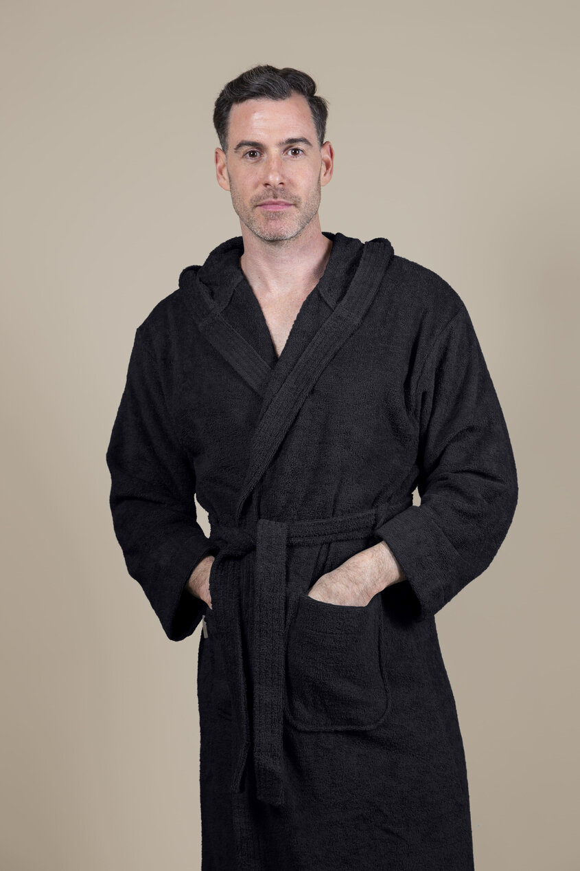 Cotton Terry Bathrobe Black