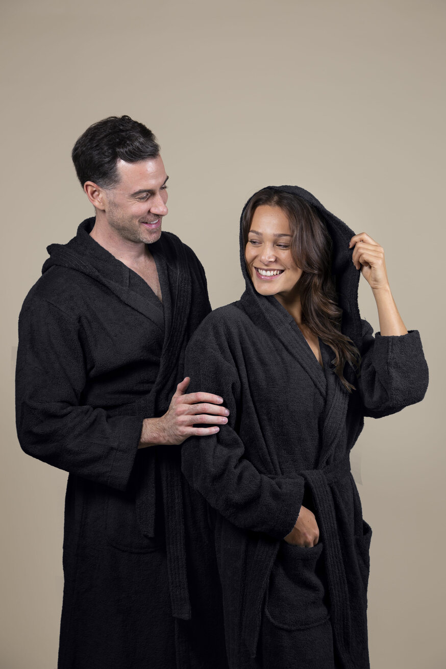 Cotton Terry Bathrobe Black