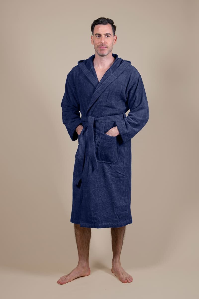 Cotton Terry Bathrobe Dark Blue