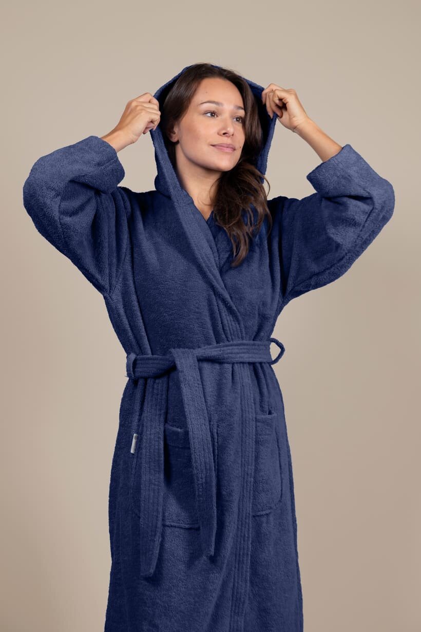 Women&#039;s Terry Cloth Bathrobe Dark Blue