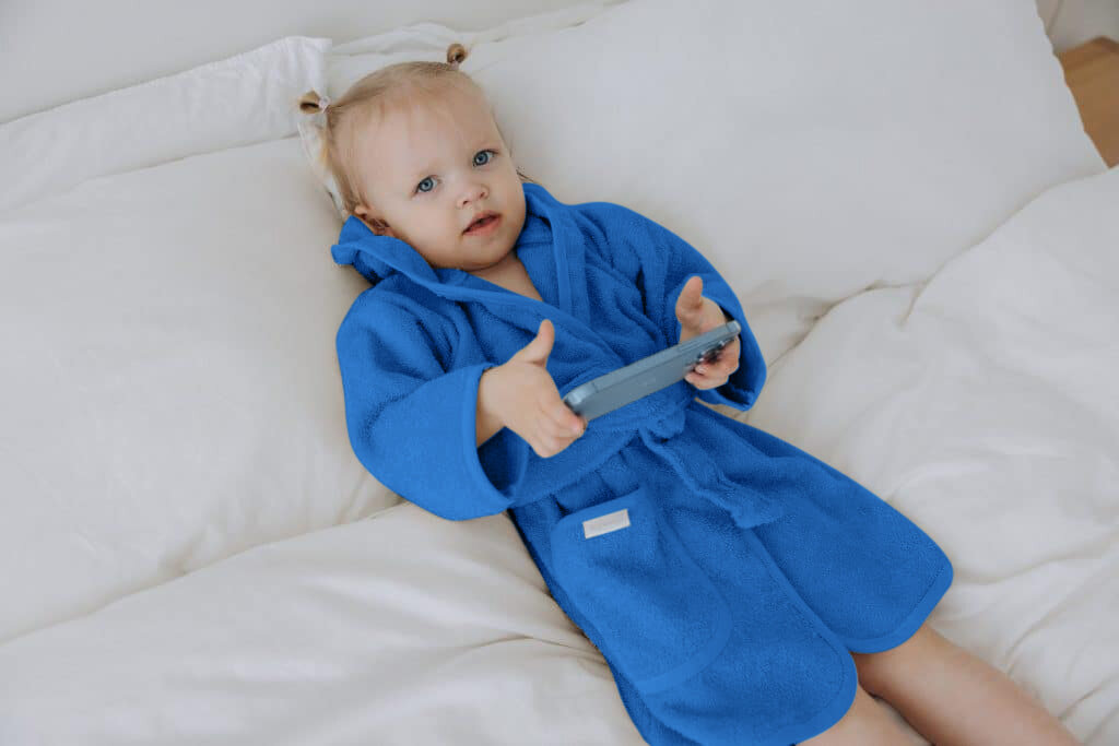 Children&#039;s Bathrobe Terrycloth Blue