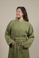 Cotton Waffle Bathrobe Army Green