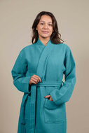 Cotton Waffle Bathrobe Green